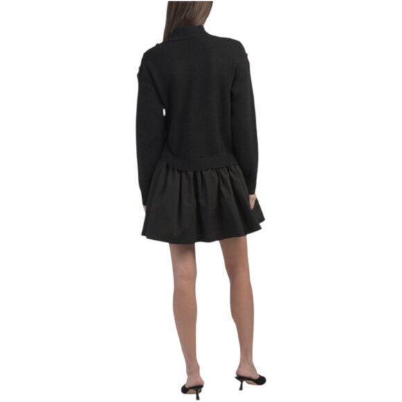 ZOE & CLAIRE Long Sleeve Mixed Media Mini Dress With Button Detail - Picture 2 of 2